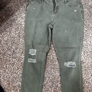 Old Navy Green Skinny Jeans with Distressed Knees